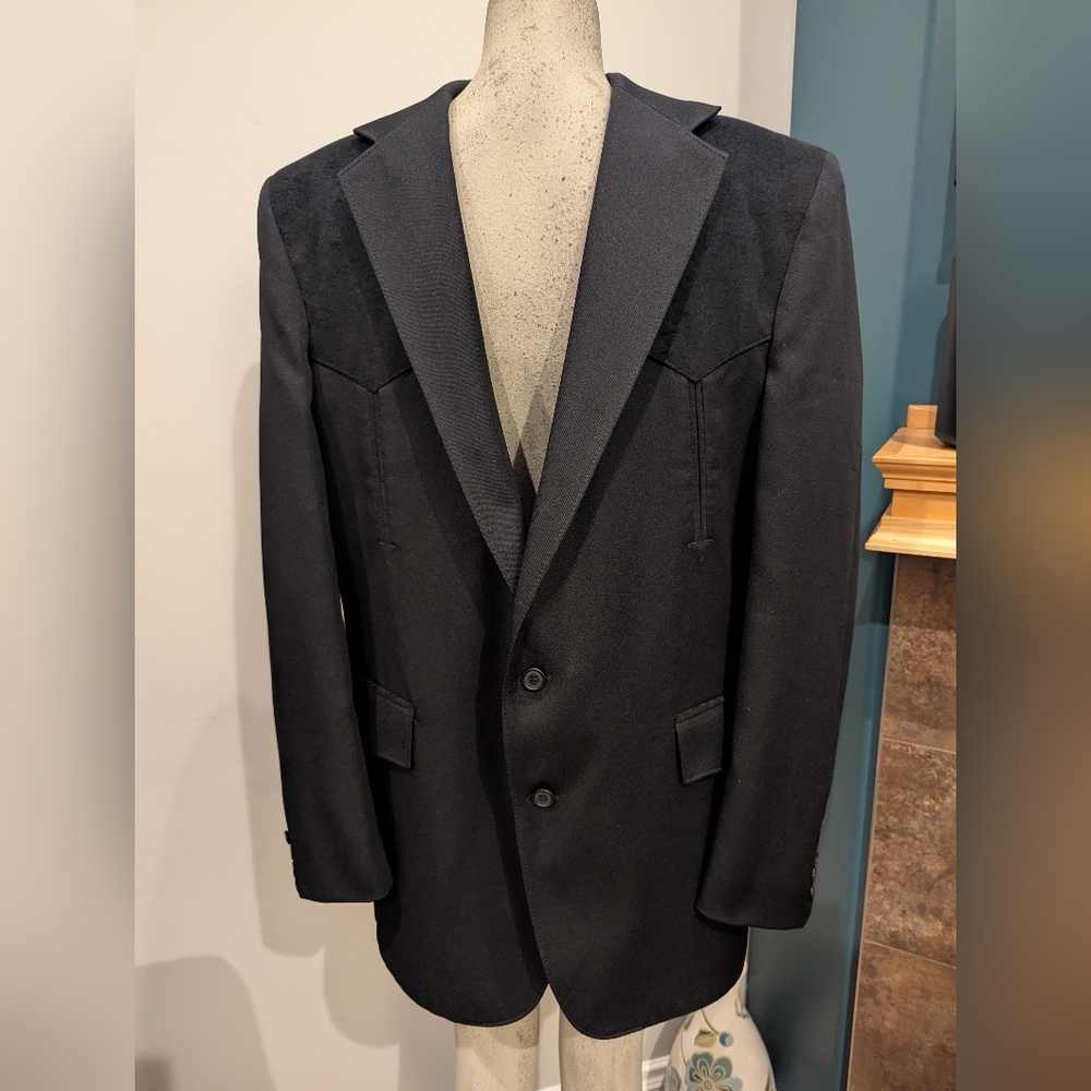 Pagano West Mens 44L  Black Western Blazer Sports Coat Cowboy made in the USA